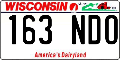WI license plate 163NDO