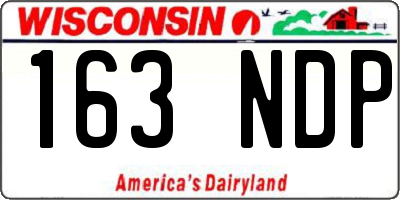 WI license plate 163NDP