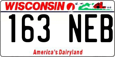 WI license plate 163NEB
