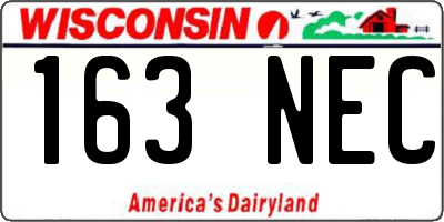 WI license plate 163NEC