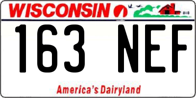 WI license plate 163NEF