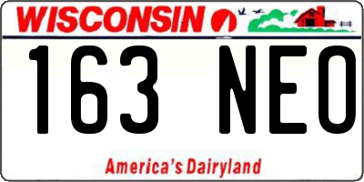 WI license plate 163NEO