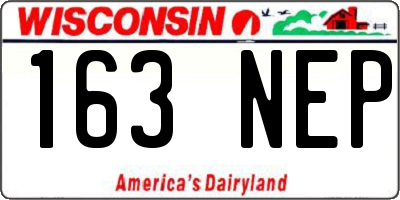 WI license plate 163NEP