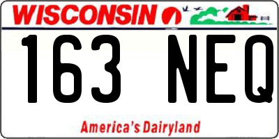 WI license plate 163NEQ