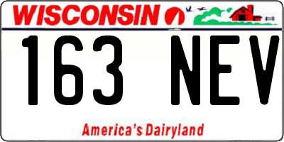 WI license plate 163NEV