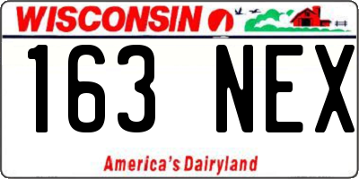 WI license plate 163NEX