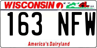 WI license plate 163NFW