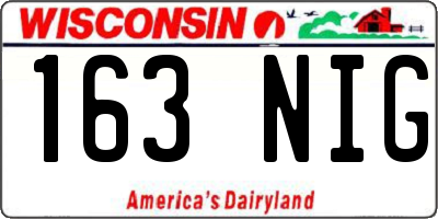 WI license plate 163NIG