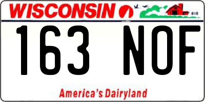 WI license plate 163NOF