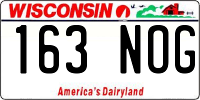 WI license plate 163NOG