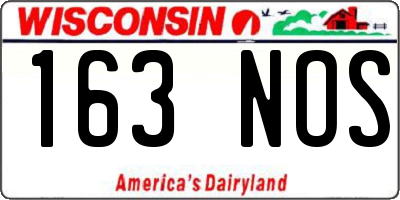WI license plate 163NOS