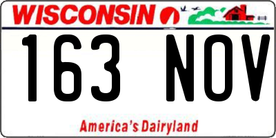 WI license plate 163NOV