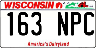 WI license plate 163NPC