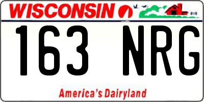 WI license plate 163NRG