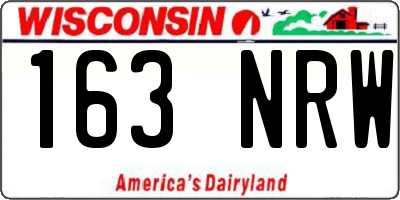 WI license plate 163NRW