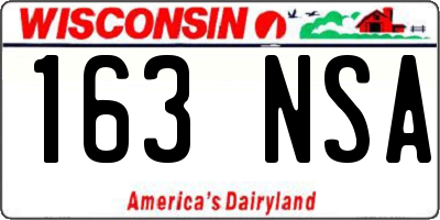 WI license plate 163NSA