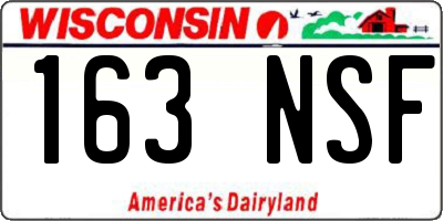 WI license plate 163NSF