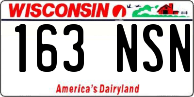 WI license plate 163NSN