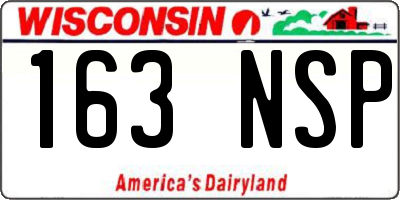 WI license plate 163NSP