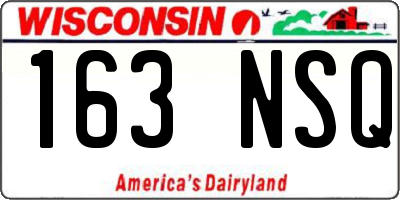 WI license plate 163NSQ