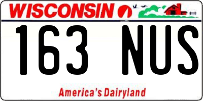 WI license plate 163NUS