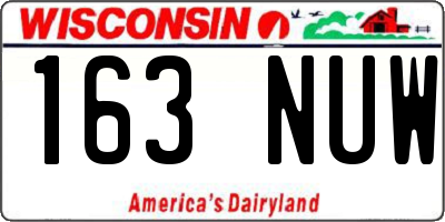 WI license plate 163NUW