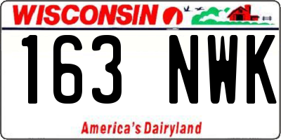 WI license plate 163NWK