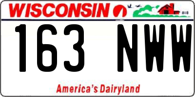 WI license plate 163NWW