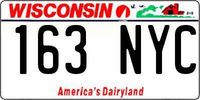WI license plate 163NYC