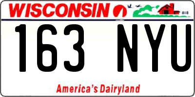WI license plate 163NYU