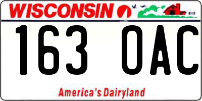 WI license plate 163OAC