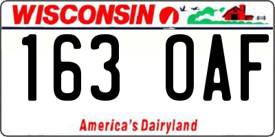 WI license plate 163OAF