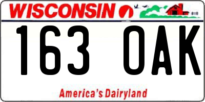 WI license plate 163OAK