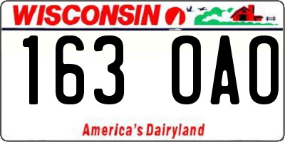WI license plate 163OAO