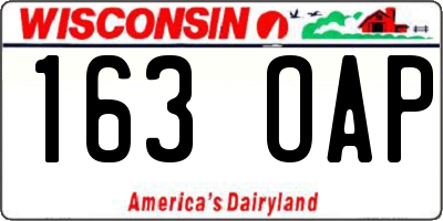 WI license plate 163OAP
