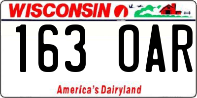 WI license plate 163OAR