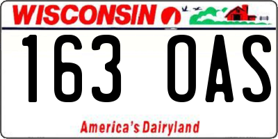 WI license plate 163OAS