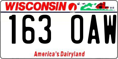 WI license plate 163OAW