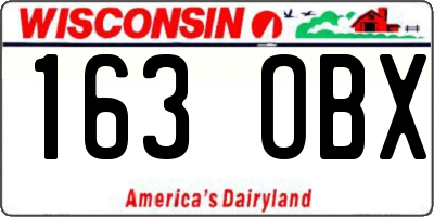 WI license plate 163OBX