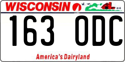 WI license plate 163ODC