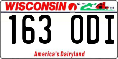 WI license plate 163ODI