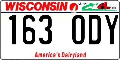 WI license plate 163ODY