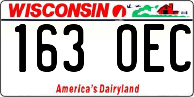 WI license plate 163OEC
