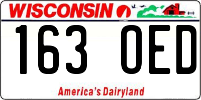 WI license plate 163OED