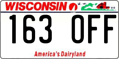 WI license plate 163OFF