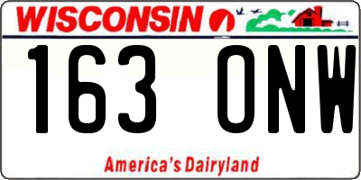 WI license plate 163ONW