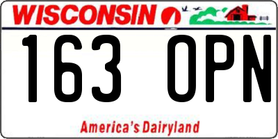 WI license plate 163OPN