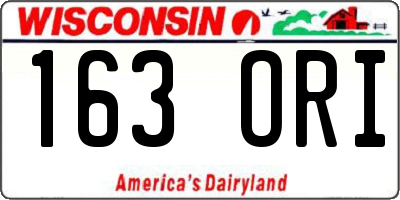 WI license plate 163ORI