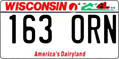WI license plate 163ORN