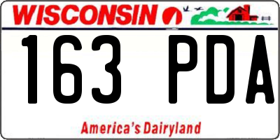 WI license plate 163PDA
